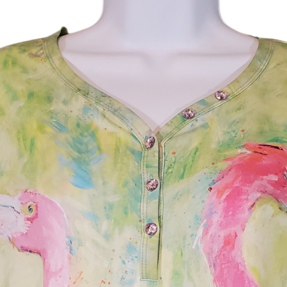 LEOMA LOVEGROVE Tunic/Dress with Pink Flamingos  Size MP - Picture 3 of 7